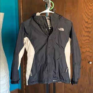Girls cream and black north face winter coat